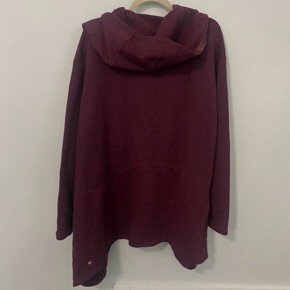 Shambhala Women's Burgundy Spacedye Asymmetrical Wrap Cowl Cardigan Size Large - Picture 6 of 7